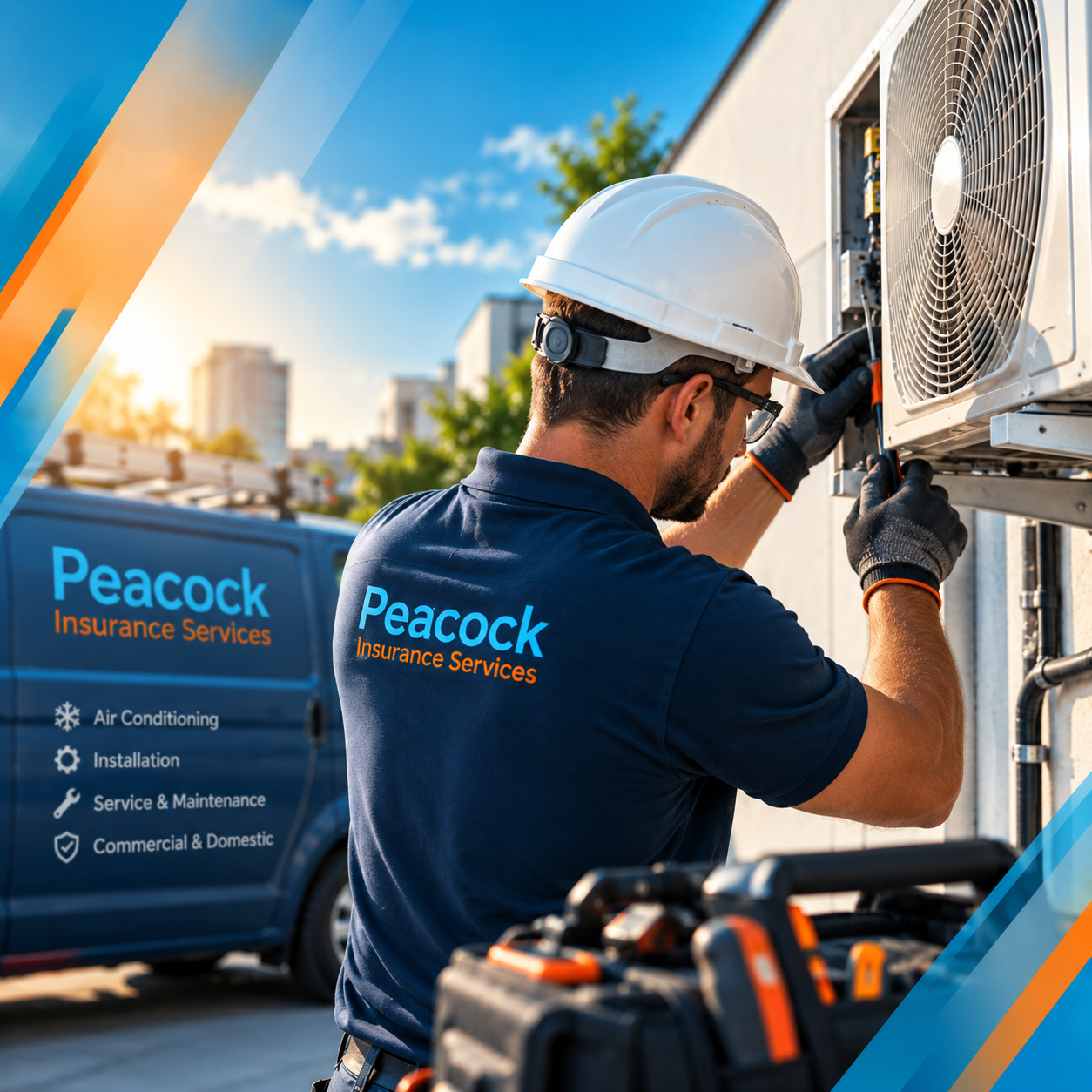 Air conditioning engineer working on HVAC equipment